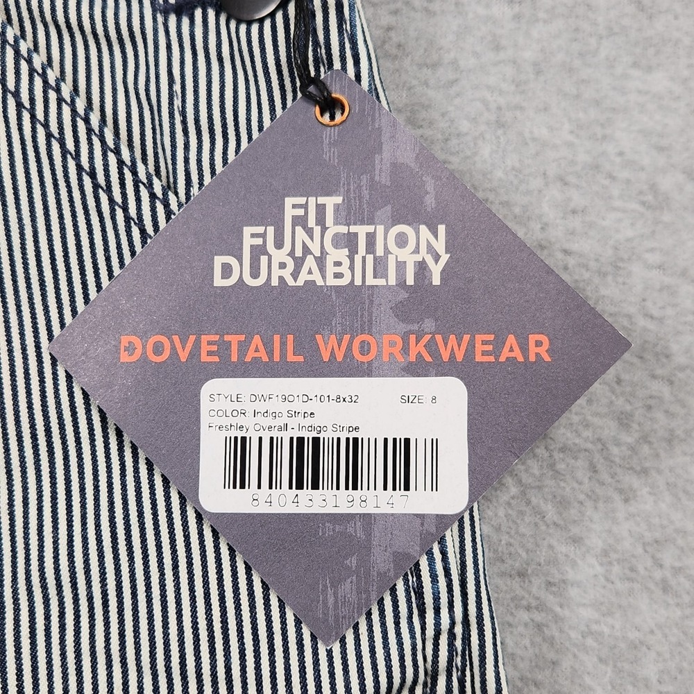 Dovetail Workwear Freshly Overalls 8/32 Indigo Stripe Stretch Denim Double Knee - Picture 5 of 15